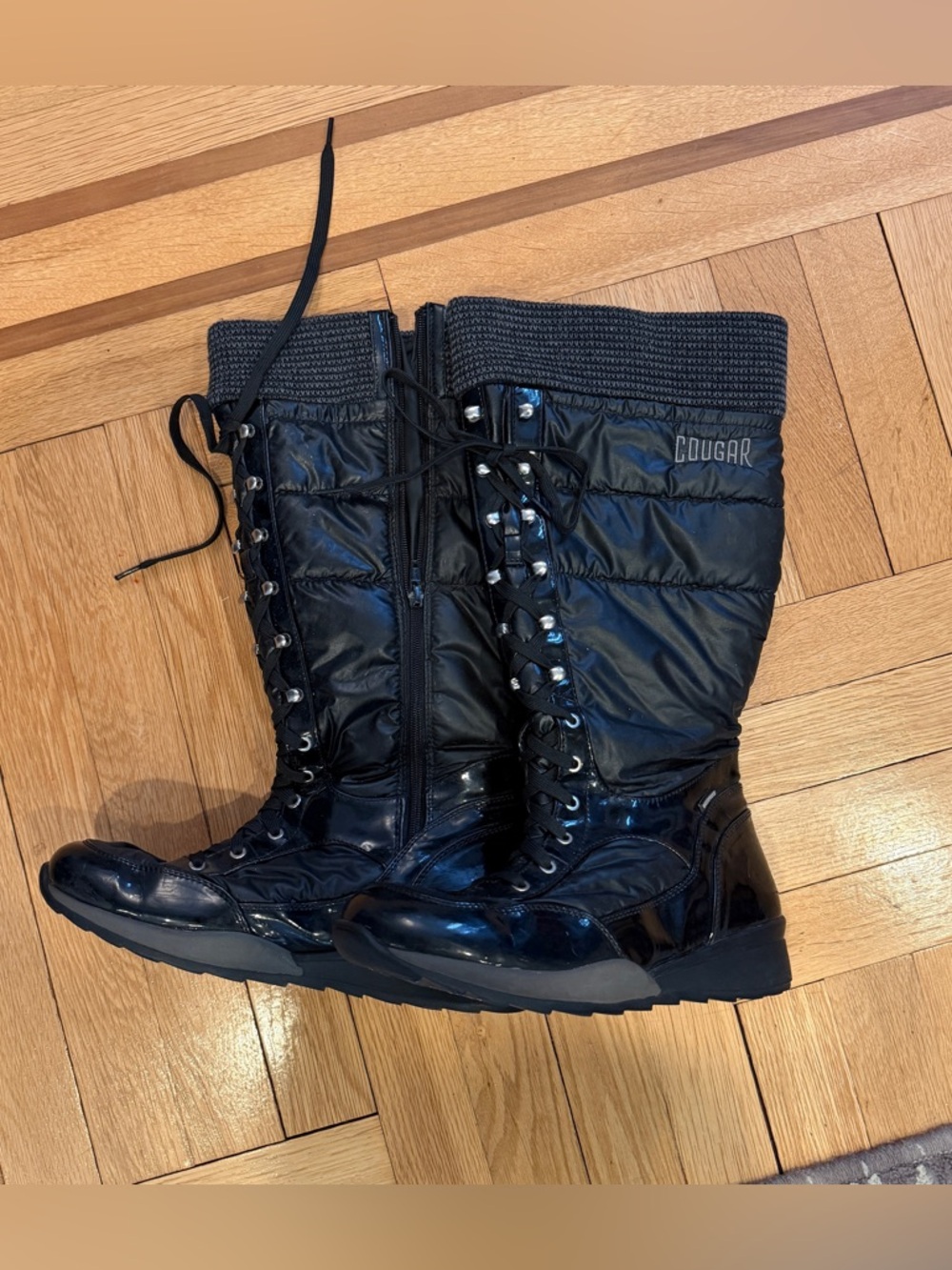 Cougar Women's Black Quilted Lace-Up Winter Boots